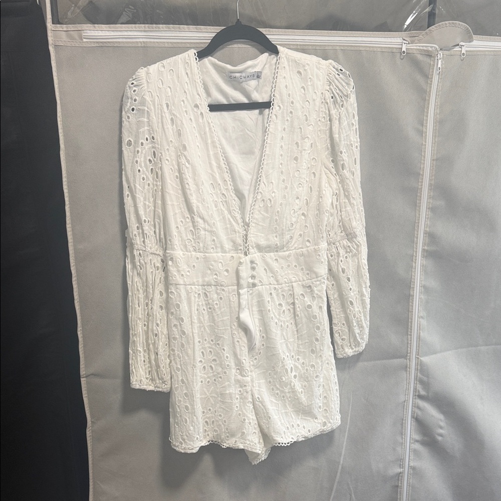White Eyelet Lace Romper